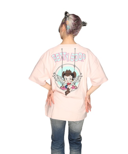 BETTY BOOP（ベティ・ブープ）の「LOWBLOW KNUCKLE / ローブローナックル / BETTY BOOP / ブランコに乗った天使のBETTY Tシャツ (M2)（Tシャツ/カットソー・メンズ・ホワイト/ピンク/ブラック・M/L/XL/XXL）」の8枚目の写真