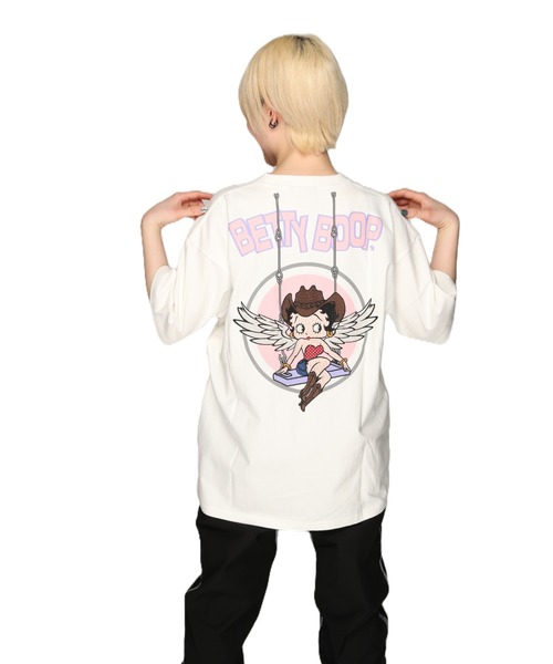 BETTY BOOP（ベティ・ブープ）の「LOWBLOW KNUCKLE / ローブローナックル / BETTY BOOP / ブランコに乗った天使のBETTY Tシャツ (M2)（Tシャツ/カットソー・メンズ・ホワイト/ピンク/ブラック・M/L/XL/XXL）」の10枚目の写真