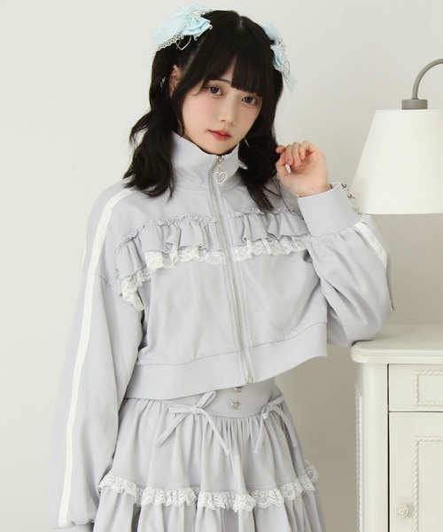 DearMyLove(ディアマイラブ)の「ハイネックフリルレースリボンパーカー(パーカー・レディース・ブラック/ベビーピンク/ブルーグレー・LL~3L/M-L)」の16枚目の写真