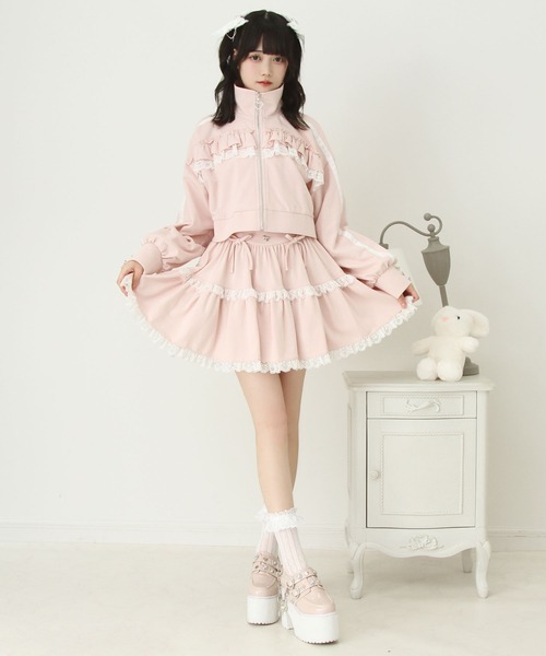 セール】ハイネックフリルレースリボンパーカー（パーカー