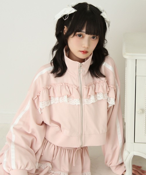 ハイネックフリルレースリボンパーカー（パーカー）｜DearMyLove