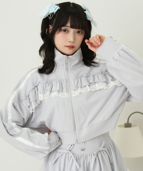 DearMyLove(ディアマイラブ)の「ハイネックフリルレースリボンパーカー(パーカー・レディース・ブラック/ベビーピンク/ブルーグレー・LL~3L/M-L)」の19枚目の写真