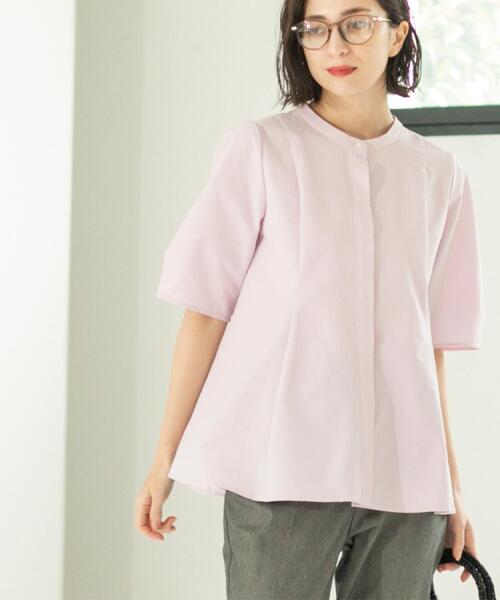 セール】サッカーストライプペプラムブラウス【吸水速乾/イージー