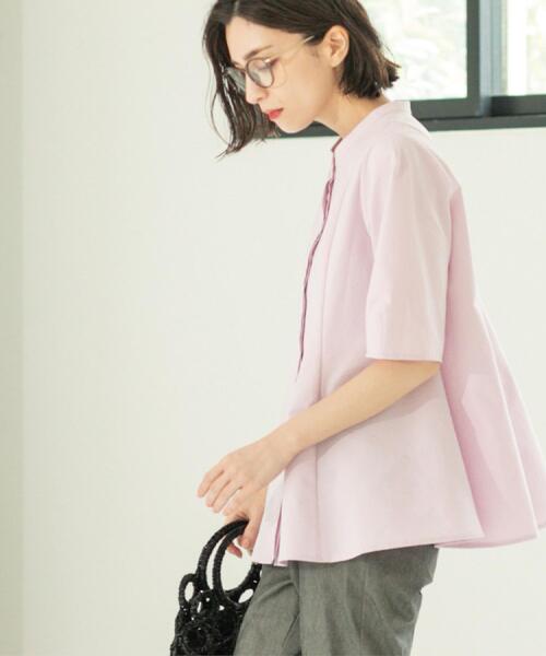 OPAQUE.CLIP（オペークドットクリップ）の「サッカーストライプペプラムブラウス【吸水速乾/イージーアイロン/洗濯機洗い可】（シャツ/ブラウス・レディース・ホワイト系3/ブラック/ベビーピンク・38/40/36/42）」の14枚目の写真