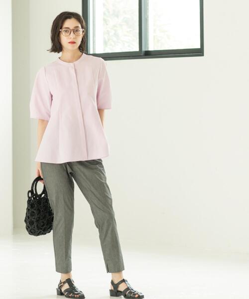 OPAQUE.CLIP（オペークドットクリップ）の「サッカーストライプペプラムブラウス【吸水速乾/イージーアイロン/洗濯機洗い可】（シャツ/ブラウス・レディース・ホワイト系3/ブラック/ベビーピンク・38/40/36/42）」の17枚目の写真