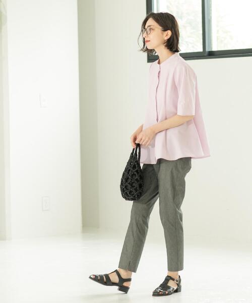 OPAQUE.CLIP（オペークドットクリップ）の「サッカーストライプペプラムブラウス【吸水速乾/イージーアイロン/洗濯機洗い可】（シャツ/ブラウス・レディース・ホワイト系3/ブラック/ベビーピンク・38/40/36/42）」の18枚目の写真