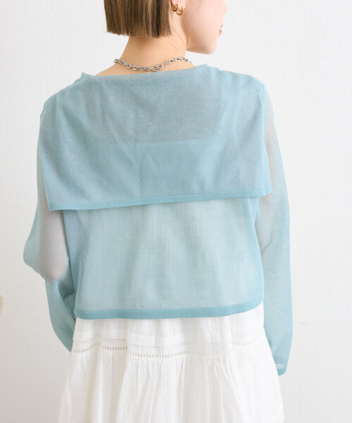 w closet（ダブルクローゼット）の「コード刺繍シアーセーラーカーデ（カーディガン/ボレロ・レディース・オフホワイト/イエロー/サックスブルー/ブラック・FREE）」の16枚目の写真