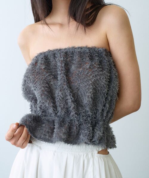 CODE A(コードエー)の「Ribbon Tulle Duo(Tシャツ/カットソー・レディース・グレー/ホワイト・00)」の2枚目の写真