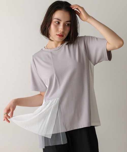 Bou Jeloud(ブージュルード)の「裾メッシュ切替プルオーバー(Tシャツ/カットソー・レディース・ライトグレー/ブラック/オフホワイト・FREE)」の3枚目の写真