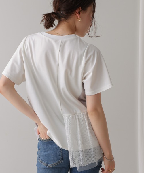 Bou Jeloud(ブージュルード)の「裾メッシュ切替プルオーバー(Tシャツ/カットソー・レディース・ライトグレー/ブラック/オフホワイト・FREE)」の6枚目の写真