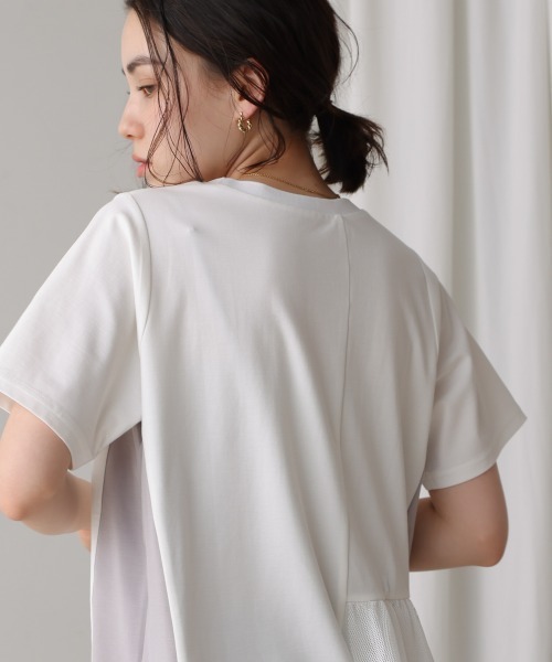 Bou Jeloud(ブージュルード)の「裾メッシュ切替プルオーバー(Tシャツ/カットソー・レディース・ライトグレー/ブラック/オフホワイト・FREE)」の7枚目の写真