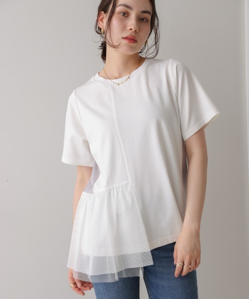 Bou Jeloud(ブージュルード)の「裾メッシュ切替プルオーバー(Tシャツ/カットソー・レディース・ライトグレー/ブラック/オフホワイト・FREE)」の9枚目の写真
