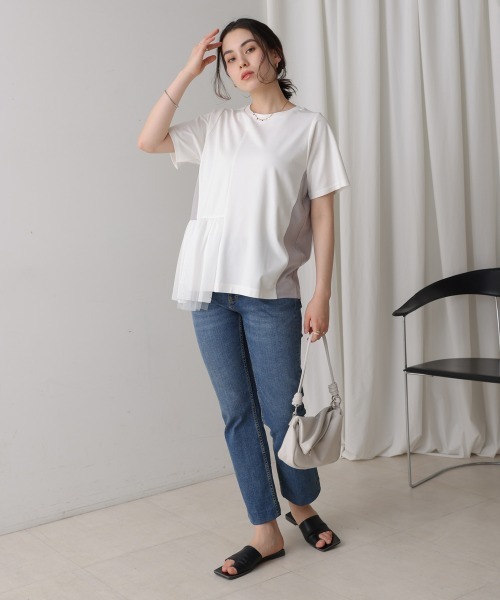 Bou Jeloud(ブージュルード)の「裾メッシュ切替プルオーバー(Tシャツ/カットソー・レディース・ライトグレー/ブラック/オフホワイト・FREE)」の10枚目の写真