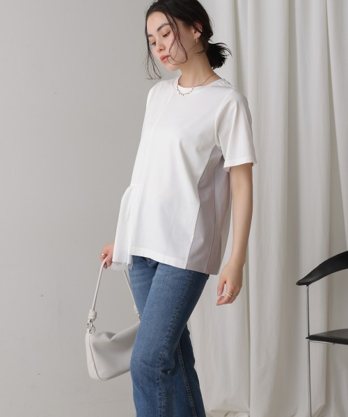 Bou Jeloud(ブージュルード)の「裾メッシュ切替プルオーバー(Tシャツ/カットソー・レディース・ライトグレー/ブラック/オフホワイト・FREE)」の11枚目の写真