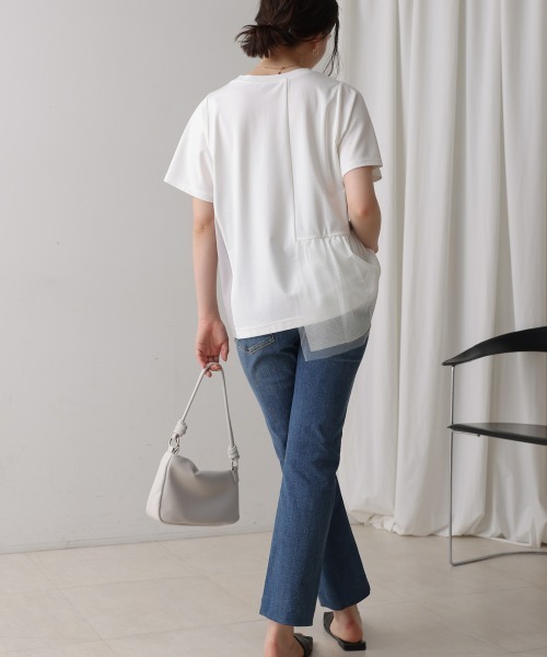 Bou Jeloud(ブージュルード)の「裾メッシュ切替プルオーバー(Tシャツ/カットソー・レディース・ライトグレー/ブラック/オフホワイト・FREE)」の12枚目の写真