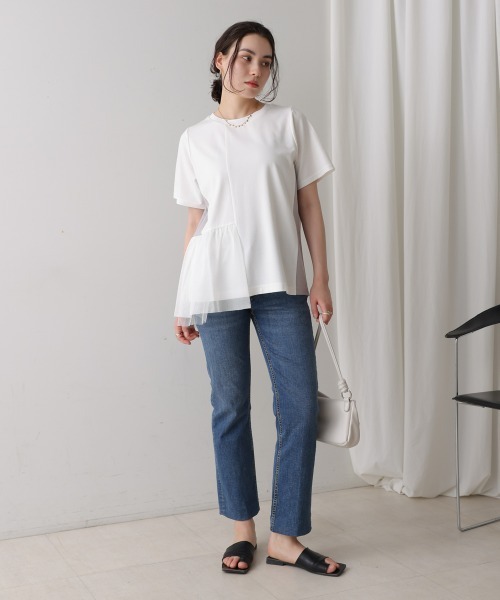 Bou Jeloud(ブージュルード)の「裾メッシュ切替プルオーバー(Tシャツ/カットソー・レディース・ライトグレー/ブラック/オフホワイト・FREE)」の13枚目の写真