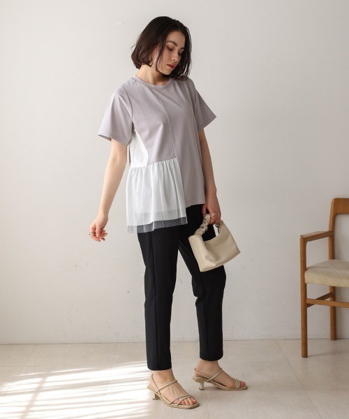 Bou Jeloud(ブージュルード)の「裾メッシュ切替プルオーバー(Tシャツ/カットソー・レディース・ライトグレー/ブラック/オフホワイト・FREE)」の20枚目の写真