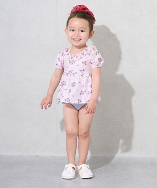 petit main(プティマイン)の「【WEB限定】【SWIM】パフスリーブタンキニ(水着・キッズ・アイボリー/ネイビー/ライトピンク/ピンク・130cm/120cm/90cm/100cm/110cm/80cm)」の4枚目の写真