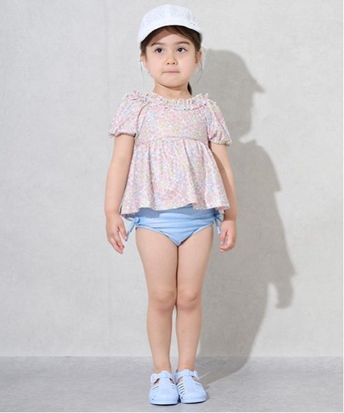 petit main(プティマイン)の「【WEB限定】【SWIM】パフスリーブタンキニ(水着・キッズ・アイボリー/ネイビー/ライトピンク/ピンク・130cm/120cm/90cm/100cm/110cm/80cm)」の3枚目の写真
