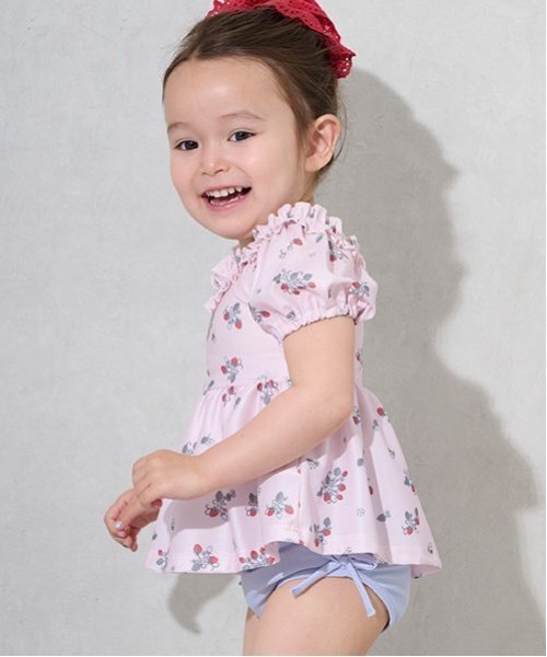 petit main(プティマイン)の「【WEB限定】【SWIM】パフスリーブタンキニ(水着・キッズ・アイボリー/ネイビー/ライトピンク/ピンク・130cm/120cm/90cm/100cm/110cm/80cm)」の5枚目の写真