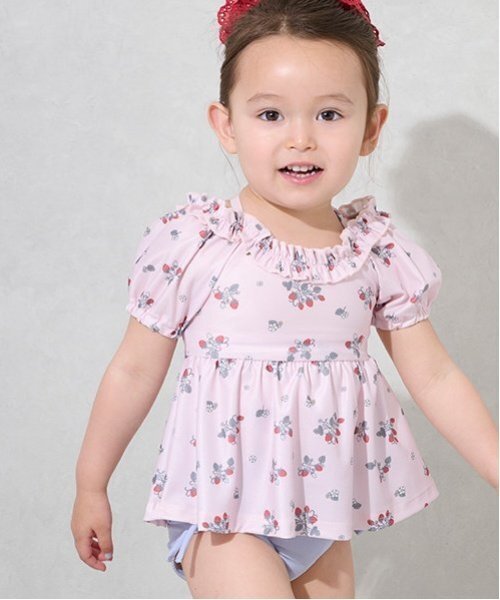 petit main(プティマイン)の「【WEB限定】【SWIM】パフスリーブタンキニ(水着・キッズ・アイボリー/ネイビー/ライトピンク/ピンク・130cm/120cm/90cm/100cm/110cm/80cm)」の7枚目の写真