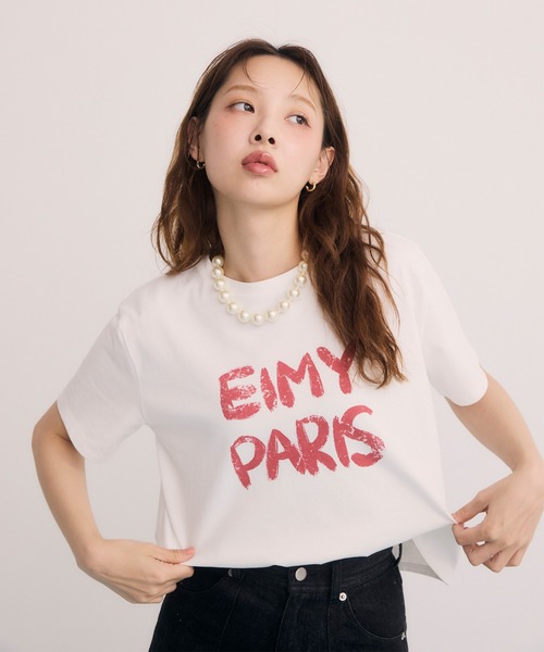 エイミーイストワール eimy istoire ペンキ風ロゴEIMY PARIS Tシャツ （BLACK） ペンキ風ロゴEIMY PARIS Tシャツ（Tシャツ/カットソー）｜eimy