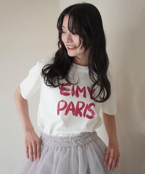 エイミーイストワール eimy istoire ペンキ風ロゴEIMY PARIS Tシャツ （BLACK） ペンキ風ロゴEIMY PARIS Tシャツ（Tシャツ/カットソー）｜eimy