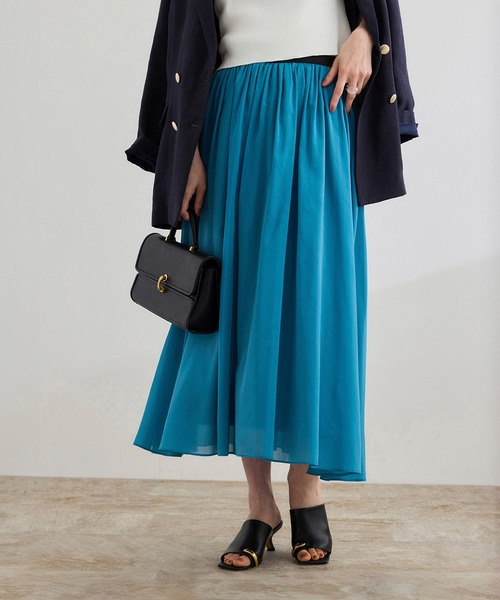 ROPE'（ロペ）の「【洗える】コットンシルクスカート（スカート・レディース・ベージュ/ブラック/ターコイズブルー・FREE）」の3枚目の写真