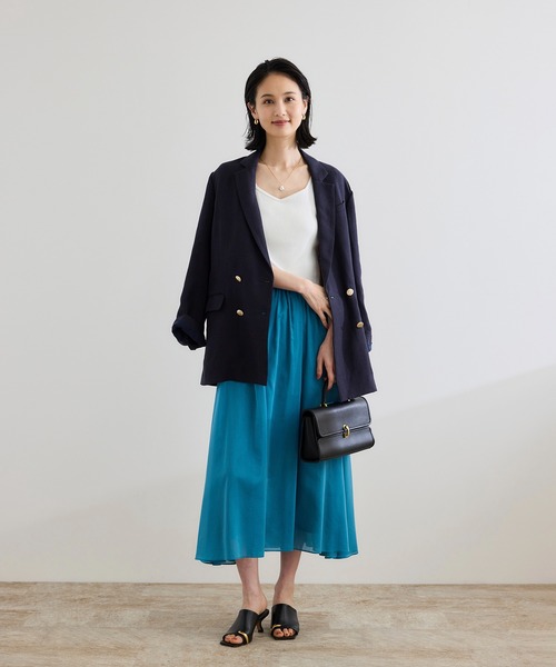 ROPE'（ロペ）の「【洗える】コットンシルクスカート（スカート・レディース・ベージュ/ブラック/ターコイズブルー・FREE）」の8枚目の写真