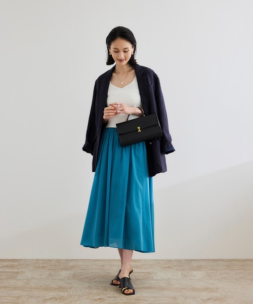 ROPE'（ロペ）の「【洗える】コットンシルクスカート（スカート・レディース・ベージュ/ブラック/ターコイズブルー・FREE）」の7枚目の写真