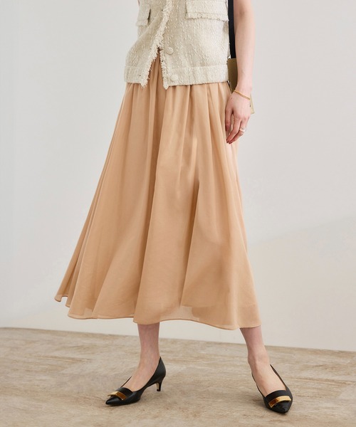 ROPE'（ロペ）の「【洗える】コットンシルクスカート（スカート・レディース・ベージュ/ブラック/ターコイズブルー・FREE）」の4枚目の写真