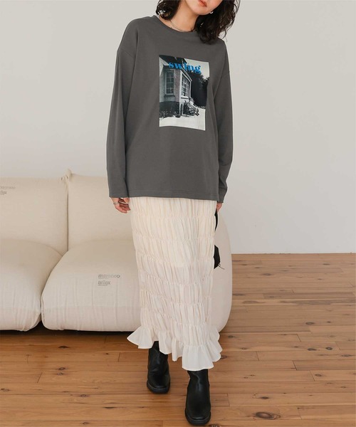titivate(ティティベイト)の「ヴィンテージライクフォトプリントロングスリーブTシャツ(Tシャツ/カットソー・レディース・ホワイト系その他2/オフホワイト/ホワイト系その他/チャコール・M/S)」の20枚目の写真