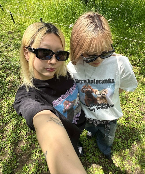 sedacle(セダクル)の「ドッグフォトプリントTシャツ(Tシャツ/カットソー・レディース・ブラック/ホワイト・SMALL/MEDIUM/LARGE)」の4枚目の写真