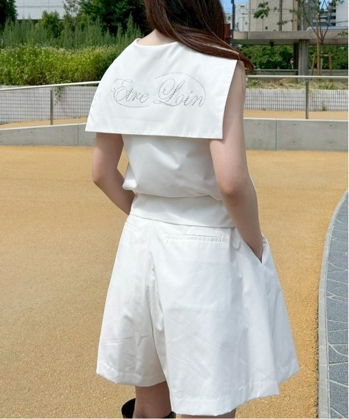 etre loin(エトルワン)の「Rhinestone logo sailor collar shirt(シャツ/ブラウス・レディース・グレー/ホワイト/ネイビー・M)」の2枚目の写真