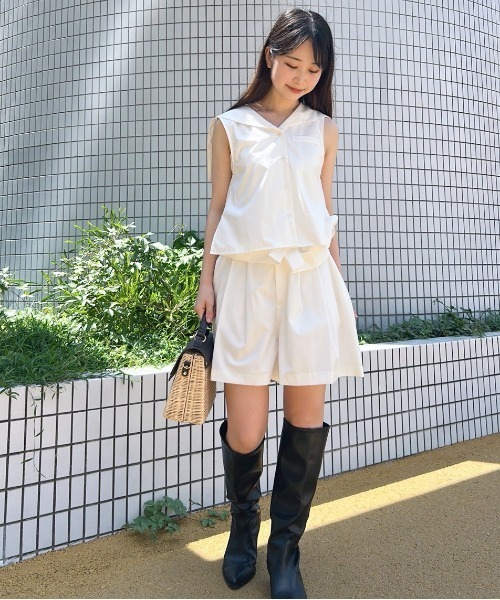 etre loin(エトルワン)の「Rhinestone logo sailor collar shirt(シャツ/ブラウス・レディース・グレー/ホワイト/ネイビー・M)」の10枚目の写真