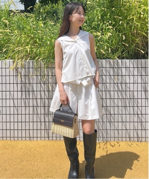 etre loin(エトルワン)の「Rhinestone logo sailor collar shirt(シャツ/ブラウス・レディース・グレー/ホワイト/ネイビー・M)」の12枚目の写真