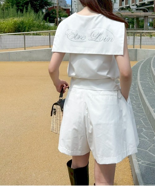 etre loin(エトルワン)の「Rhinestone logo sailor collar shirt(シャツ/ブラウス・レディース・グレー/ホワイト/ネイビー・M)」の17枚目の写真