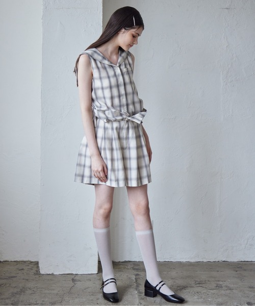 etre loin(エトルワン)の「Rhinestone logo sailor collar shirt(シャツ/ブラウス・レディース・グレー/ホワイト/ネイビー・M)」の18枚目の写真