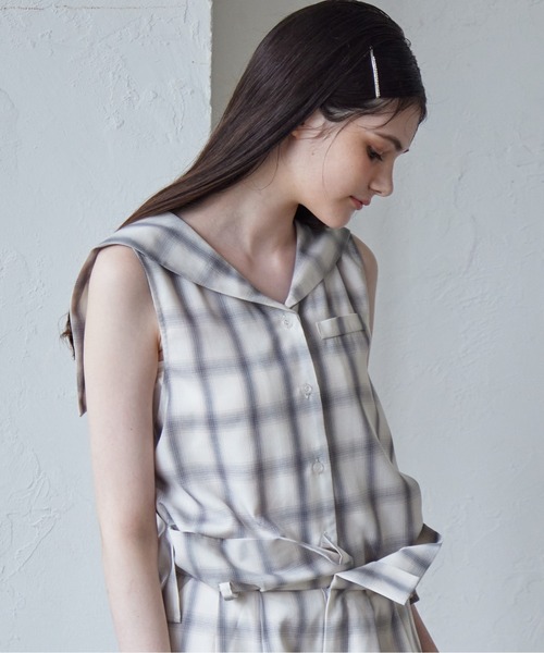 etre loin(エトルワン)の「Rhinestone logo sailor collar shirt(シャツ/ブラウス・レディース・グレー/ホワイト/ネイビー・M)」の18枚目の写真