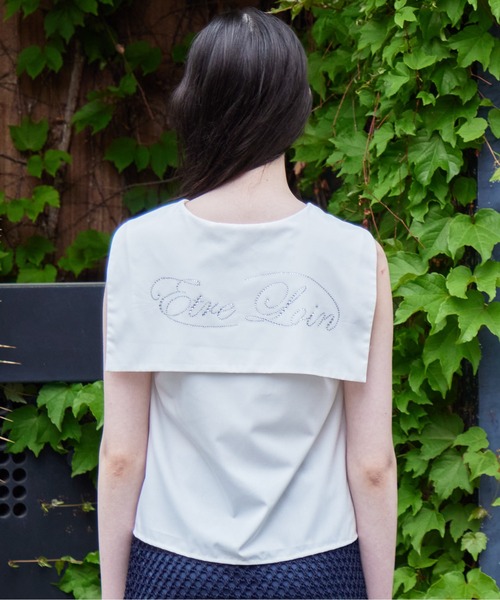 etre loin(エトルワン)の「Rhinestone logo sailor collar shirt(シャツ/ブラウス・レディース・グレー/ホワイト/ネイビー・M)」の4枚目の写真
