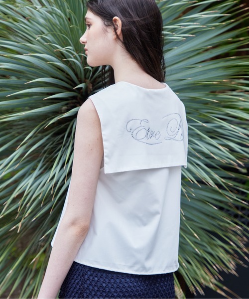 etre loin(エトルワン)の「Rhinestone logo sailor collar shirt(シャツ/ブラウス・レディース・グレー/ホワイト/ネイビー・M)」の5枚目の写真