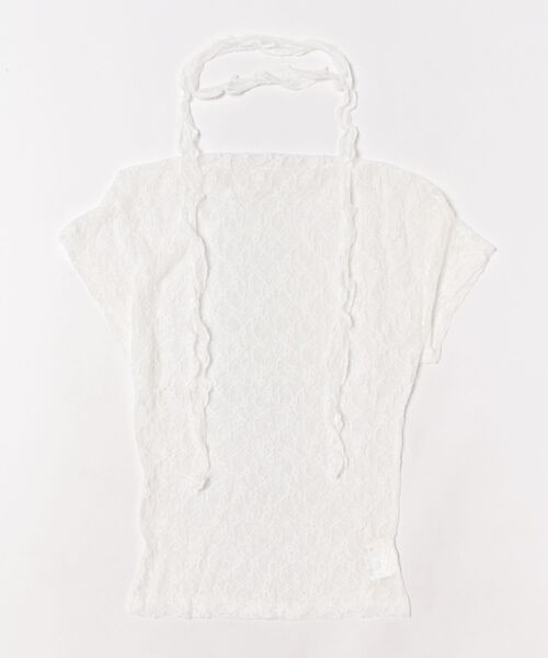 Nia（ニア）の「Nia(ニア)/【タイ付き】　オフショルダー　シースルーレーストップス（Tシャツ/カットソー・レディース・ホワイト/ブラック・SMALL/MEDIUM）」の6枚目の写真