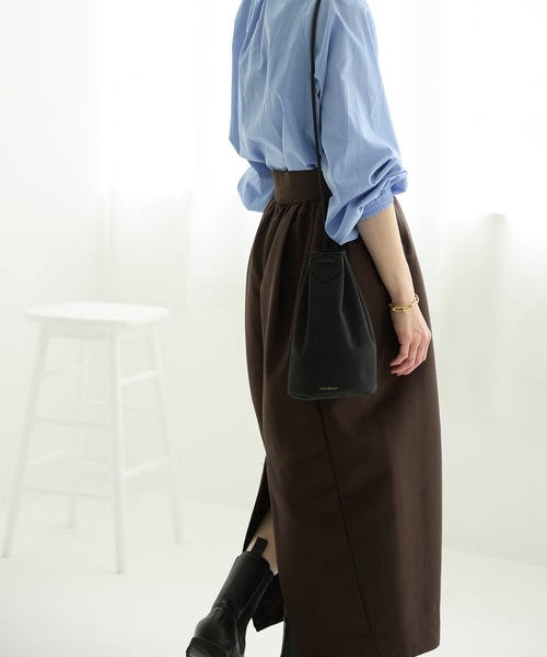 HASHIBAMI（ハシバミ）の「【HASHIBAMI】スエード ボンサックポシェット（ショルダーバッグ・レディース・ブラック/ブラウン・FREE）」の10枚目の写真