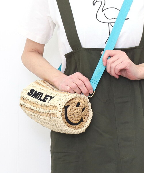 COOCO（クーコ）の「ＳＭＩＬＥＹ　ドラム型ペーパーショルダーバッグ（かごバッグ・レディース・ナチュラル/ブラック/キャメル・FREE）」の2枚目の写真