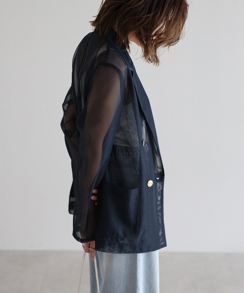 Bonjour Sagan（ボンジュールサガン）の「メッシュテーラードジャケット（テーラードジャケット・レディース・ダークネイビー/ライトベージュ/モカ・FREE）」の21枚目の写真