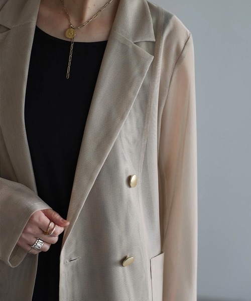 Bonjour Sagan（ボンジュールサガン）の「メッシュテーラードジャケット（テーラードジャケット・レディース・ダークネイビー/ライトベージュ/モカ・FREE）」の14枚目の写真