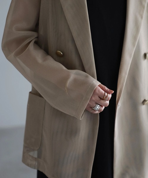 Bonjour Sagan（ボンジュールサガン）の「メッシュテーラードジャケット（テーラードジャケット・レディース・ダークネイビー/ライトベージュ/モカ・FREE）」の15枚目の写真