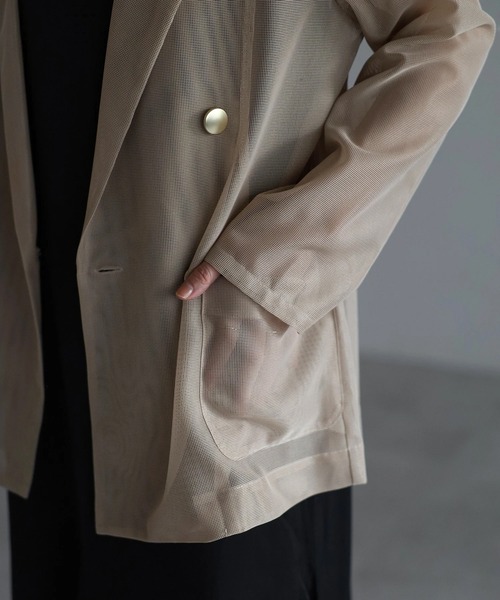 Bonjour Sagan（ボンジュールサガン）の「メッシュテーラードジャケット（テーラードジャケット・レディース・ダークネイビー/ライトベージュ/モカ・FREE）」の16枚目の写真