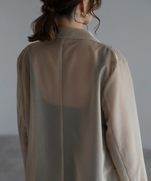 Bonjour Sagan（ボンジュールサガン）の「メッシュテーラードジャケット（テーラードジャケット・レディース・ダークネイビー/ライトベージュ/モカ・FREE）」の17枚目の写真