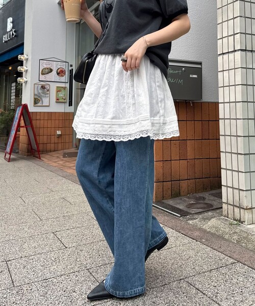 fredy emue（フレディエミュ）の「2WAYギャザーレイヤードスカート（スカート・レディース・オフホワイト/ブラック・38）」の15枚目の写真